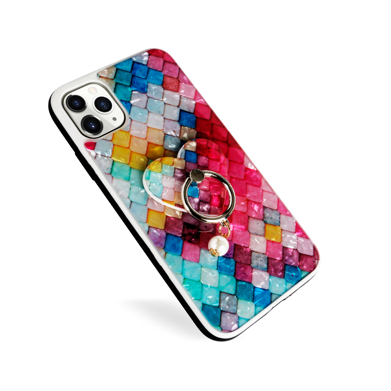 Heart Design RING Stand Fashion Case for iPhone 11 6.1 (Cube)